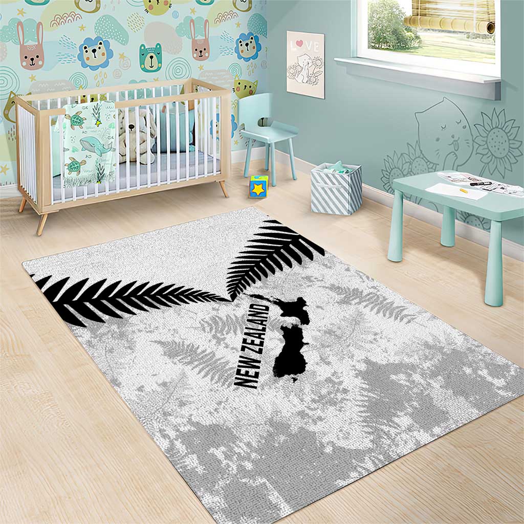 Custom New Zealand Silver Fern Football Area Rug Go Aotearoa Grunge White - Aussie Hoodie