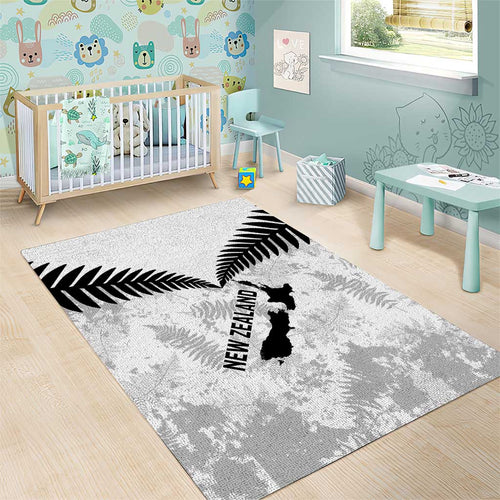 Custom New Zealand Silver Fern Football Area Rug Go Aotearoa Grunge White - Aussie Hoodie