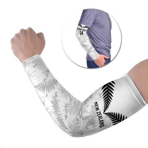 Custom New Zealand Silver Fern Football Arm Sleeves Go Aotearoa Grunge White - Aussie Hoodie