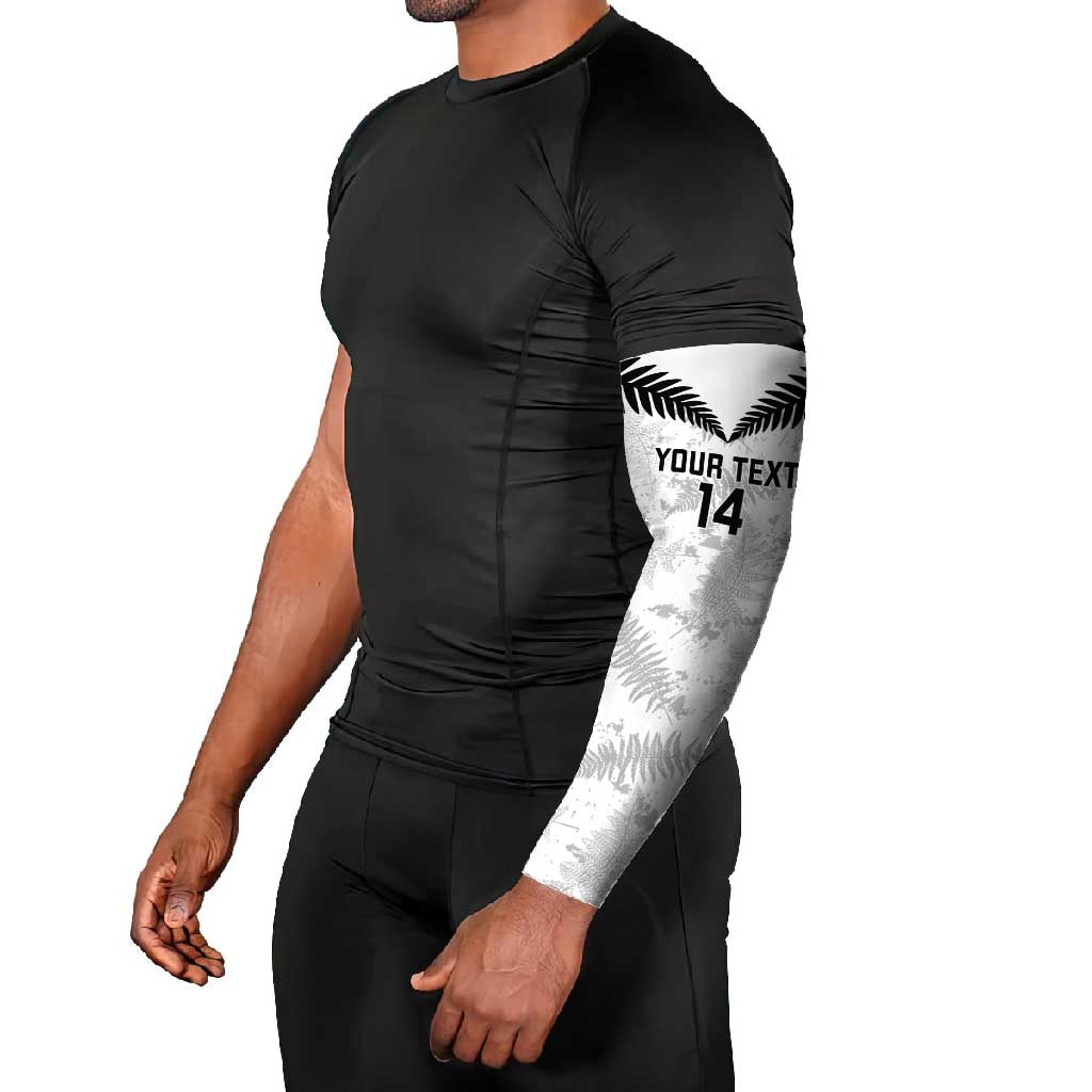 Custom New Zealand Silver Fern Football Arm Sleeves Go Aotearoa Grunge White - Aussie Hoodie