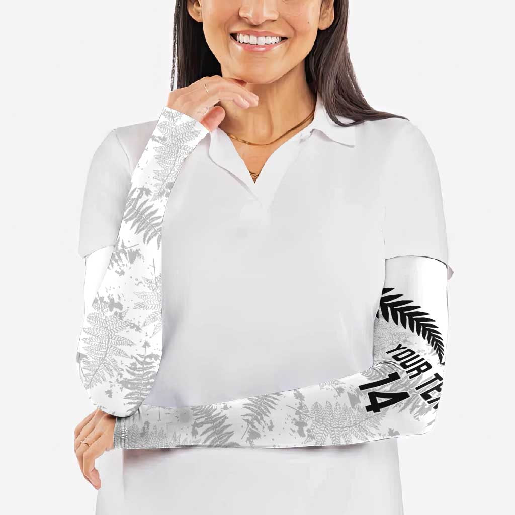 Custom New Zealand Silver Fern Football Arm Sleeves Go Aotearoa Grunge White - Aussie Hoodie