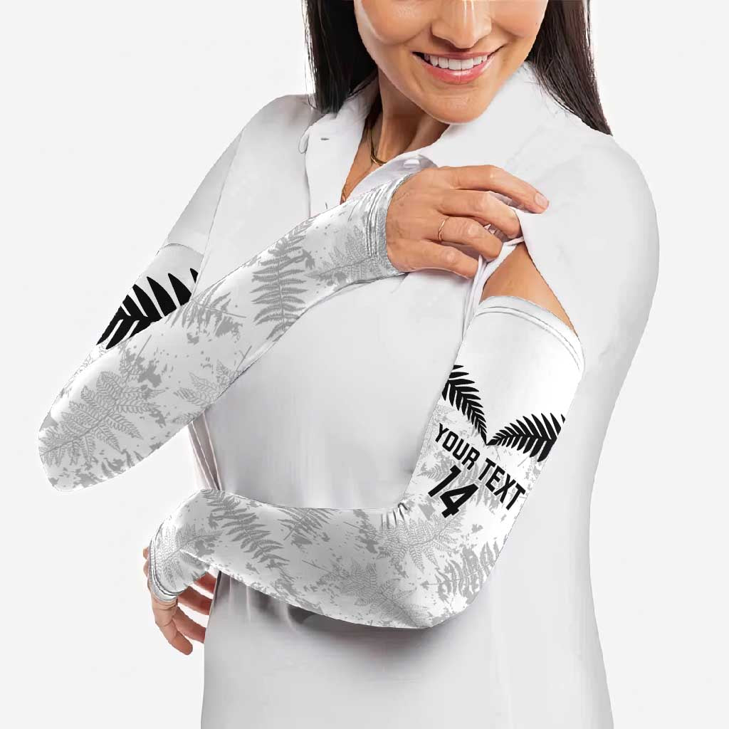 Custom New Zealand Silver Fern Football Arm Sleeves Go Aotearoa Grunge White - Aussie Hoodie