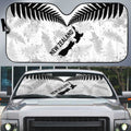 Custom New Zealand Silver Fern Football Auto Sun Shade Go Aotearoa Grunge White - Aussie Hoodie
