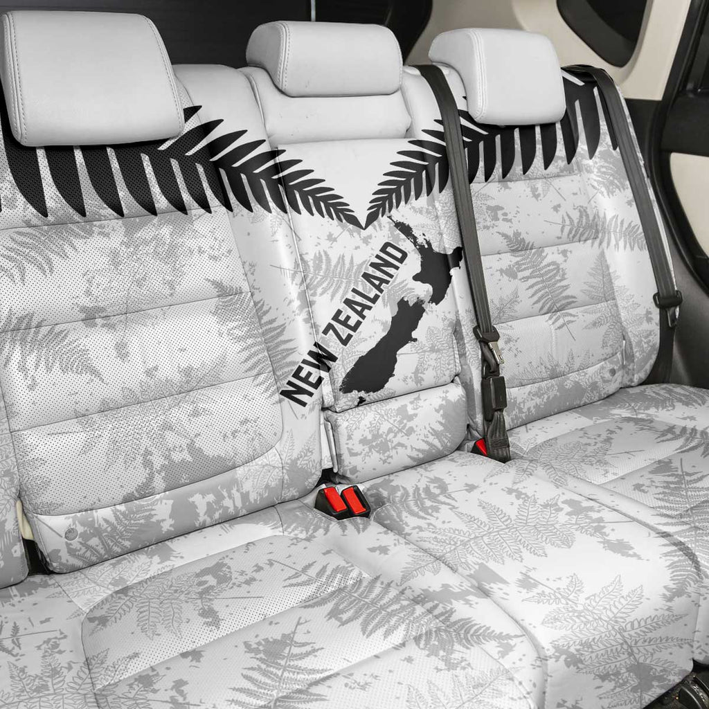 Custom New Zealand Silver Fern Football Back Car Seat Cover Go Aotearoa Grunge White - Aussie Hoodie