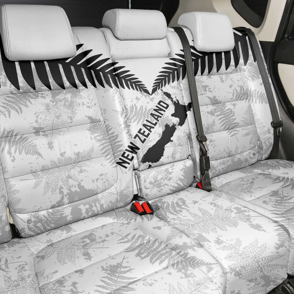 Custom New Zealand Silver Fern Football Back Car Seat Cover Go Aotearoa Grunge White - Aussie Hoodie