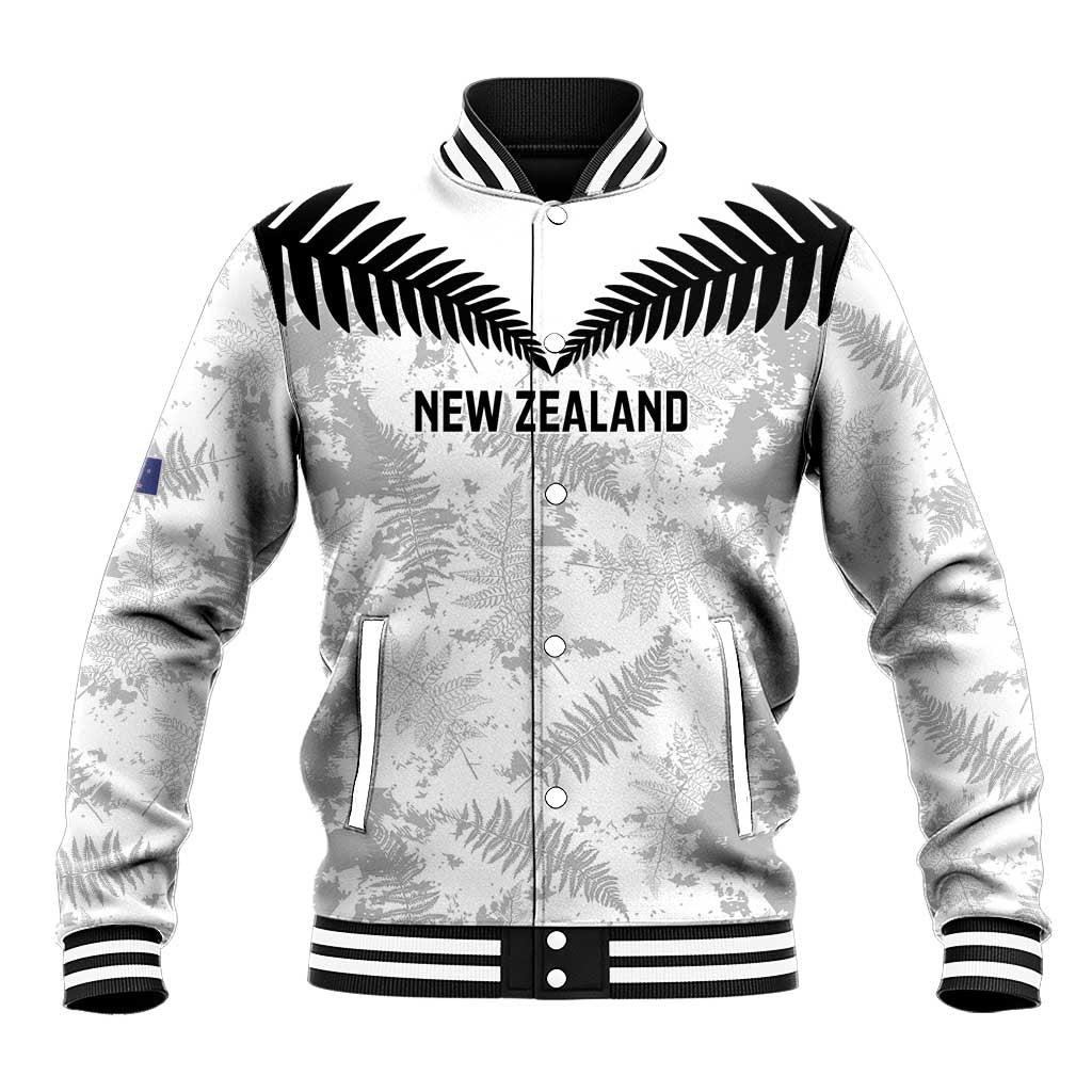 Custom New Zealand Silver Fern Football Baseball Jacket Go Aotearoa Grunge White - Aussie Hoodie