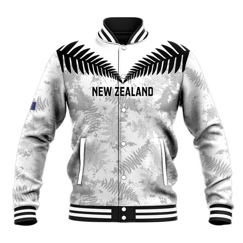 Custom New Zealand Silver Fern Football Baseball Jacket Go Aotearoa Grunge White - Aussie Hoodie