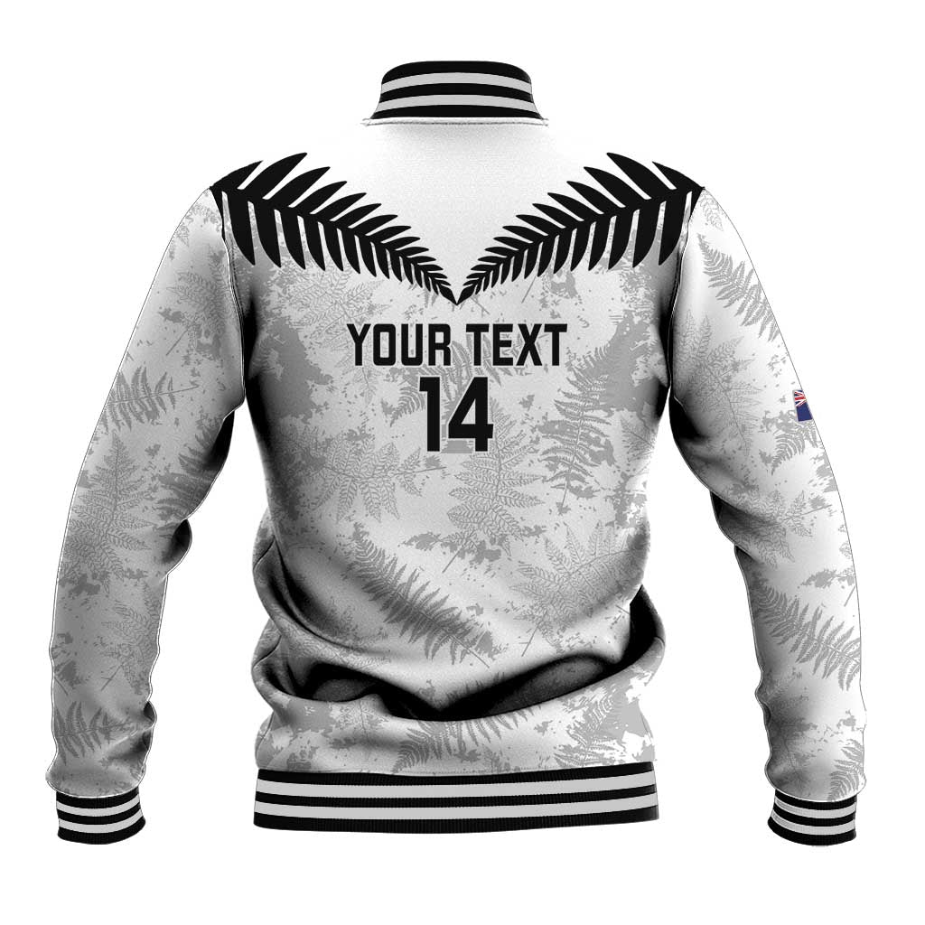 Custom New Zealand Silver Fern Football Baseball Jacket Go Aotearoa Grunge White - Aussie Hoodie