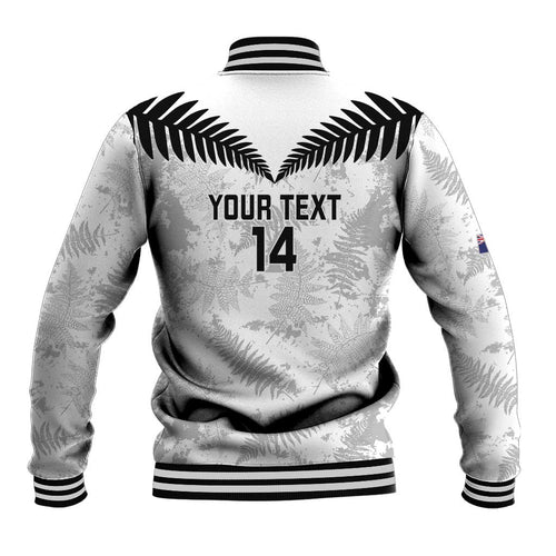Custom New Zealand Silver Fern Football Baseball Jacket Go Aotearoa Grunge White - Aussie Hoodie