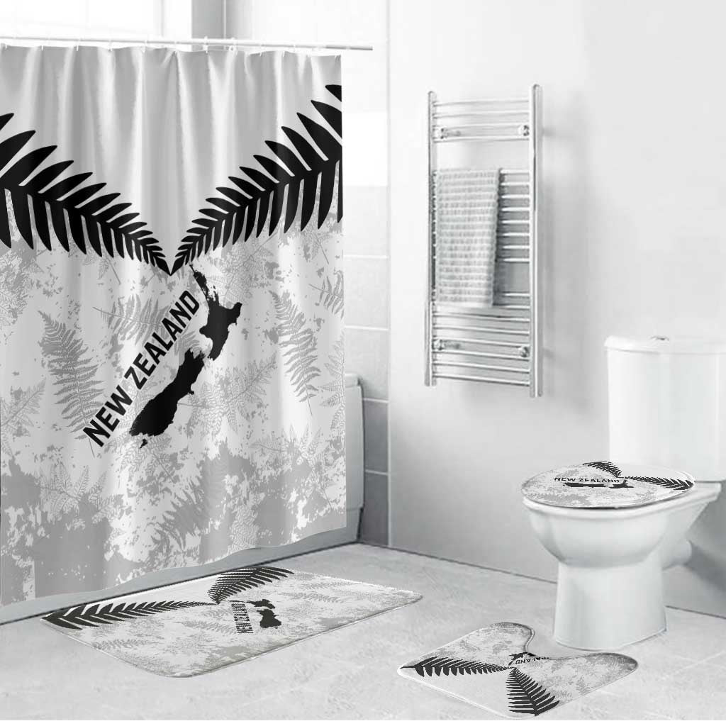 Custom New Zealand Silver Fern Football Bathroom Set Go Aotearoa Grunge White - Aussie Hoodie