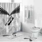 Custom New Zealand Silver Fern Football Bathroom Set Go Aotearoa Grunge White - Aussie Hoodie