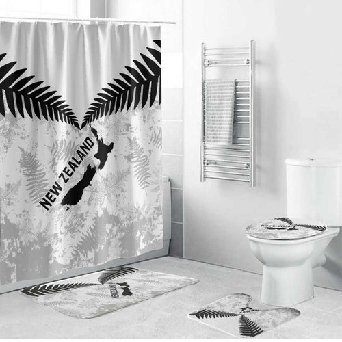 Custom New Zealand Silver Fern Football Bathroom Set Go Aotearoa Grunge White - Aussie Hoodie