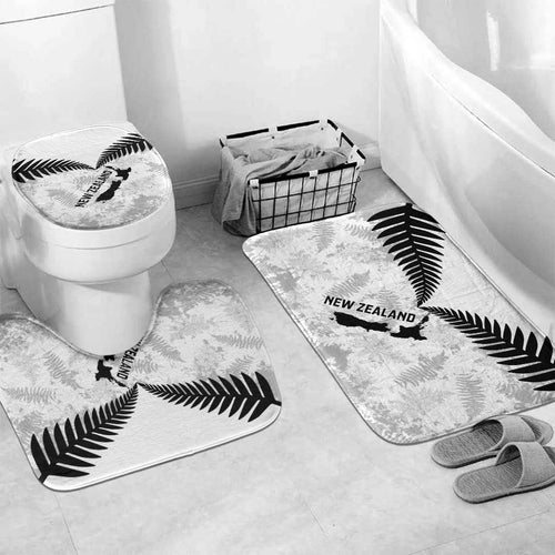 Custom New Zealand Silver Fern Football Bathroom Set Go Aotearoa Grunge White - Aussie Hoodie