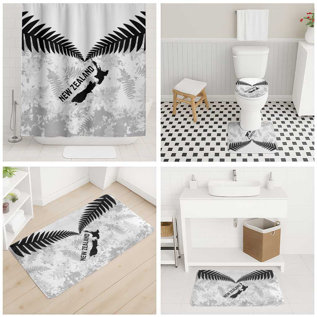 Custom New Zealand Silver Fern Football Bathroom Set Go Aotearoa Grunge White - Aussie Hoodie