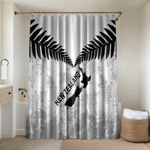 Custom New Zealand Silver Fern Football Bathroom Set Go Aotearoa Grunge White - Aussie Hoodie