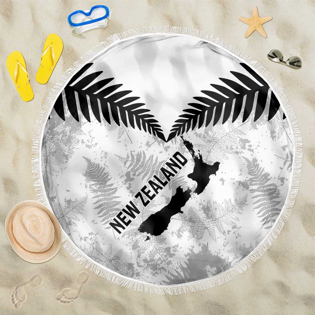 Custom New Zealand Silver Fern Football Beach Blanket Go Aotearoa Grunge White - Aussie Hoodie