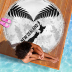 Custom New Zealand Silver Fern Football Beach Blanket Go Aotearoa Grunge White - Aussie Hoodie