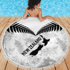 Custom New Zealand Silver Fern Football Beach Blanket Go Aotearoa Grunge White - Aussie Hoodie
