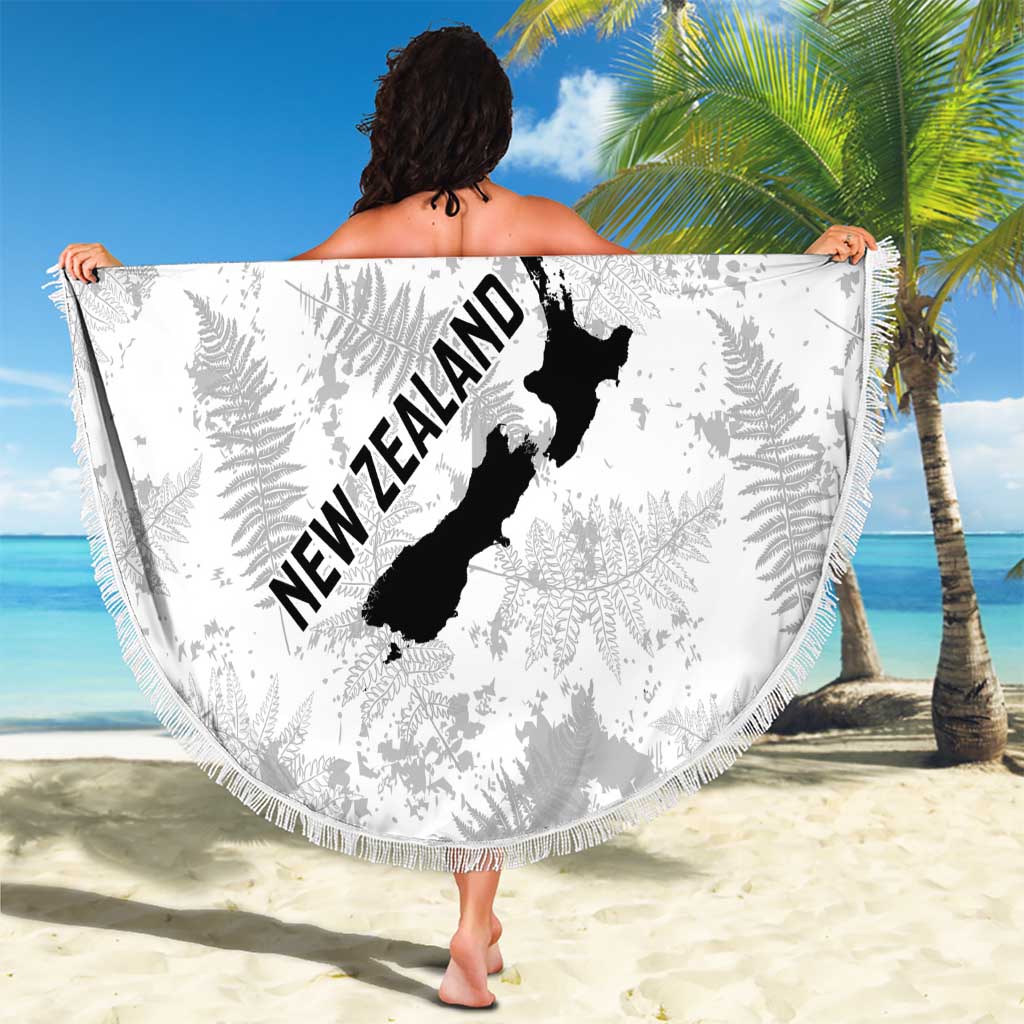 Custom New Zealand Silver Fern Football Beach Blanket Go Aotearoa Grunge White - Aussie Hoodie
