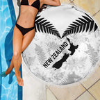 Custom New Zealand Silver Fern Football Beach Blanket Go Aotearoa Grunge White - Aussie Hoodie