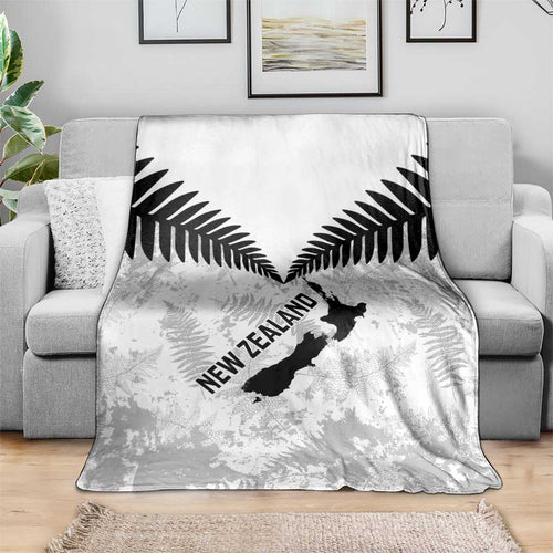 Custom New Zealand Silver Fern Football Blanket Go Aotearoa Grunge White - Aussie Hoodie