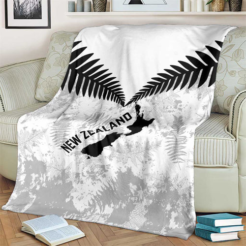 Custom New Zealand Silver Fern Football Blanket Go Aotearoa Grunge White - Aussie Hoodie