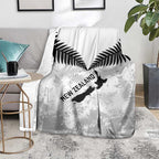 Custom New Zealand Silver Fern Football Blanket Go Aotearoa Grunge White - Aussie Hoodie