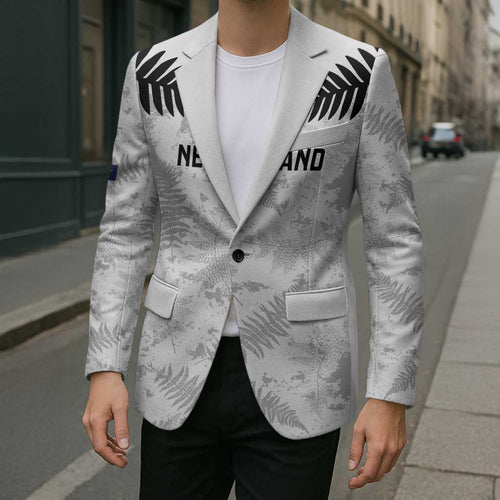 Custom New Zealand Silver Fern Football Blazer Go Aotearoa Grunge White - Aussie Hoodie