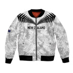 Custom New Zealand Silver Fern Football Bomber Jacket Go Aotearoa Grunge White - Aussie Hoodie