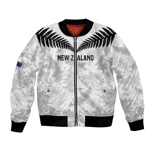 Custom New Zealand Silver Fern Football Bomber Jacket Go Aotearoa Grunge White - Aussie Hoodie