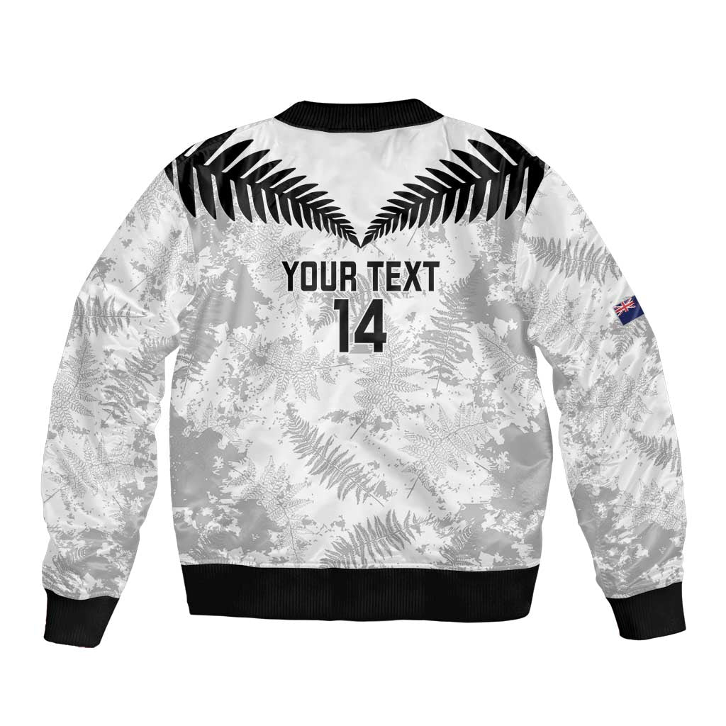 Custom New Zealand Silver Fern Football Bomber Jacket Go Aotearoa Grunge White - Aussie Hoodie