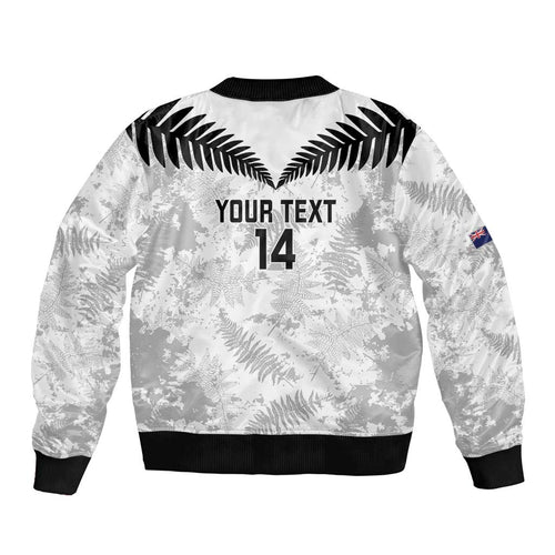 Custom New Zealand Silver Fern Football Bomber Jacket Go Aotearoa Grunge White - Aussie Hoodie