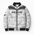 Custom New Zealand Silver Fern Football Bomber Puffer Jacket Go Aotearoa Grunge White - Aussie Hoodie