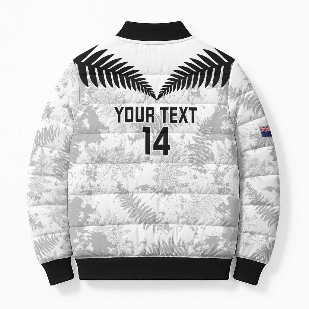 Custom New Zealand Silver Fern Football Bomber Puffer Jacket Go Aotearoa Grunge White - Aussie Hoodie