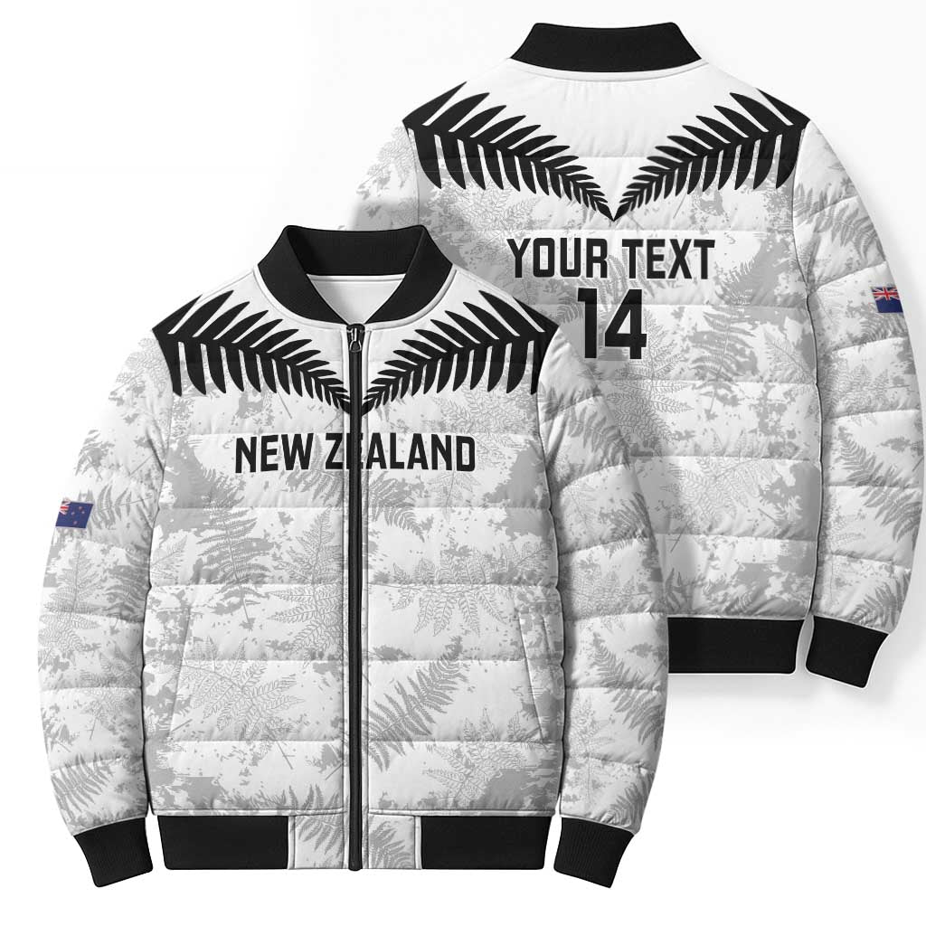 Custom New Zealand Silver Fern Football Bomber Puffer Jacket Go Aotearoa Grunge White - Aussie Hoodie