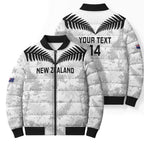 Custom New Zealand Silver Fern Football Bomber Puffer Jacket Go Aotearoa Grunge White - Aussie Hoodie