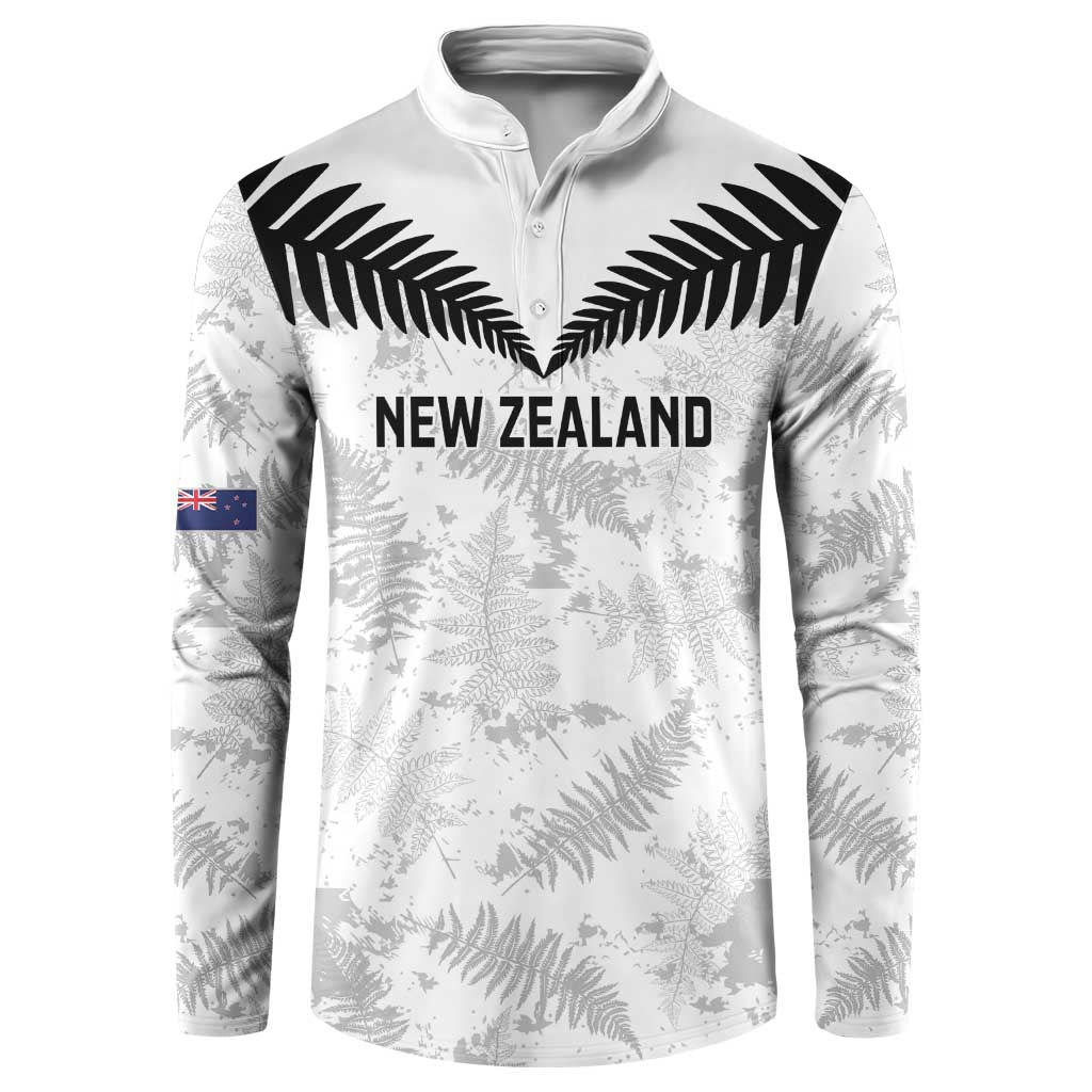 Custom New Zealand Silver Fern Football Button Sweatshirt Go Aotearoa Grunge White - Aussie Hoodie