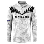 Custom New Zealand Silver Fern Football Button Sweatshirt Go Aotearoa Grunge White - Aussie Hoodie