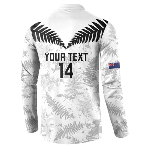 Custom New Zealand Silver Fern Football Button Sweatshirt Go Aotearoa Grunge White - Aussie Hoodie