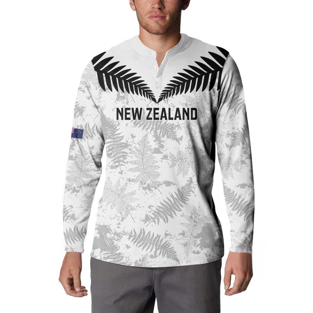 Custom New Zealand Silver Fern Football Button Sweatshirt Go Aotearoa Grunge White - Aussie Hoodie