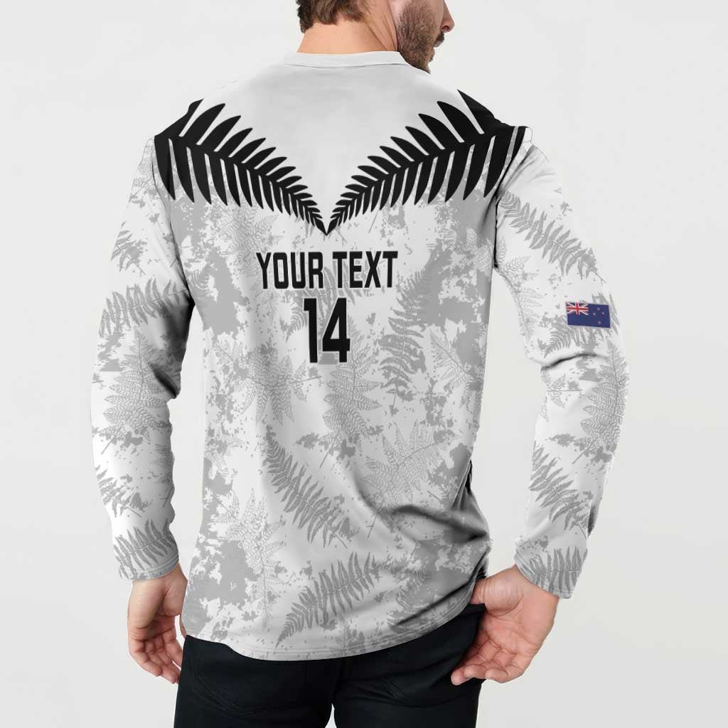 Custom New Zealand Silver Fern Football Button Sweatshirt Go Aotearoa Grunge White - Aussie Hoodie