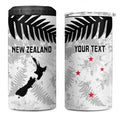 Custom New Zealand Silver Fern Football 4 in 1 Can Cooler Tumbler Go Aotearoa Grunge White - Aussie Hoodie