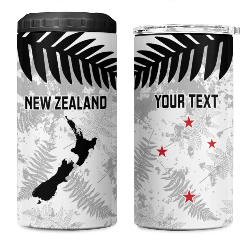 Custom New Zealand Silver Fern Football 4 in 1 Can Cooler Tumbler Go Aotearoa Grunge White - Aussie Hoodie