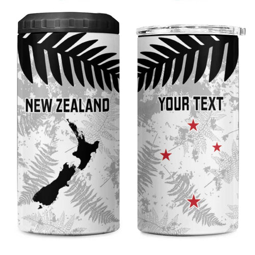 Custom New Zealand Silver Fern Football 4 in 1 Can Cooler Tumbler Go Aotearoa Grunge White - Aussie Hoodie