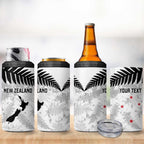 Custom New Zealand Silver Fern Football 4 in 1 Can Cooler Tumbler Go Aotearoa Grunge White - Aussie Hoodie