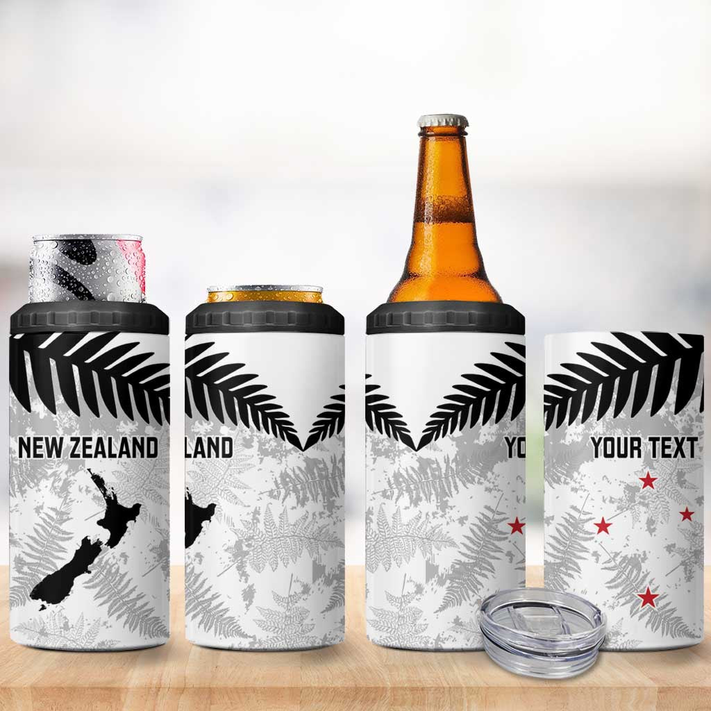Custom New Zealand Silver Fern Football 4 in 1 Can Cooler Tumbler Go Aotearoa Grunge White - Aussie Hoodie