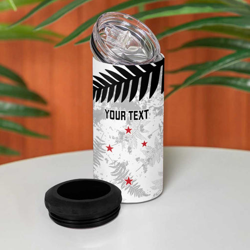 Custom New Zealand Silver Fern Football 4 in 1 Can Cooler Tumbler Go Aotearoa Grunge White - Aussie Hoodie