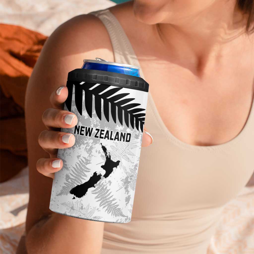 Custom New Zealand Silver Fern Football 4 in 1 Can Cooler Tumbler Go Aotearoa Grunge White - Aussie Hoodie