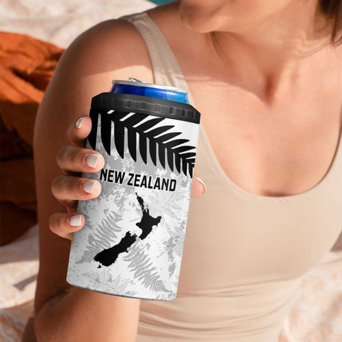 Custom New Zealand Silver Fern Football 4 in 1 Can Cooler Tumbler Go Aotearoa Grunge White - Aussie Hoodie