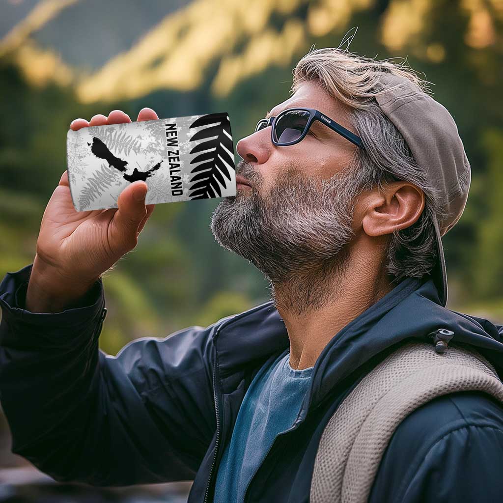 Custom New Zealand Silver Fern Football 4 in 1 Can Cooler Tumbler Go Aotearoa Grunge White - Aussie Hoodie